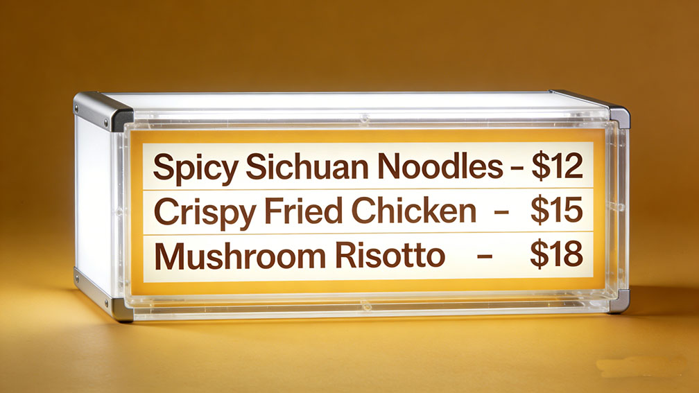 Restaurant Menu Light Box